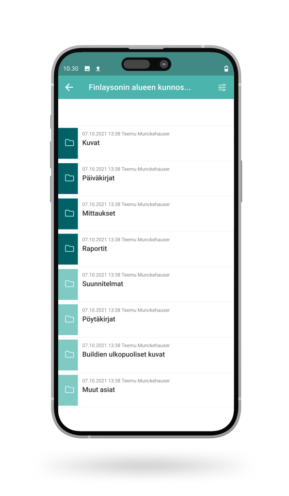 Buildien projektipankki mobiilissa